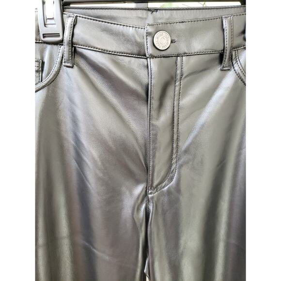 Joie Pants Womens 6 Black Solid Faux Leather Straight Leg 5 Pocket Regular Fit - Picture 9 of 11